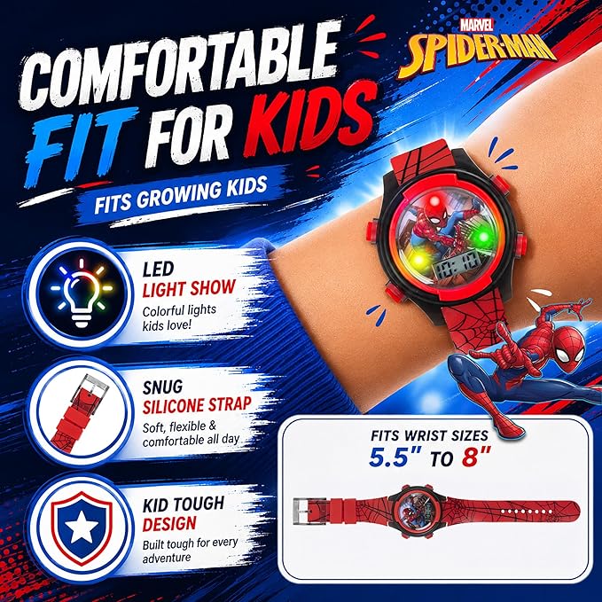 Marvel Spider-Man Kids Watches – Digital Display, Interactive Features, Adjustable Strap, Vibrant Spider-Man Graphics, Durable for Active Kids - Image 3