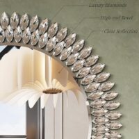 Fobule 24″x36″ Mirror for Wall, Scalloped Corners Rectangle Decorative Mirror, Metal Beaded Frame Accent Wall Decor for Bathroom, Entryway, Mantel, Antique Gold